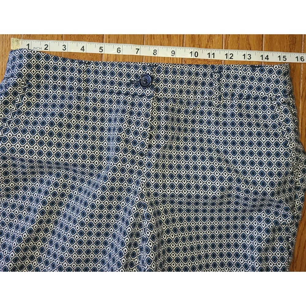 Hilary Radley Capris Pants Women 4 Blue Geometric Print Mid Rise Stretch Cotton